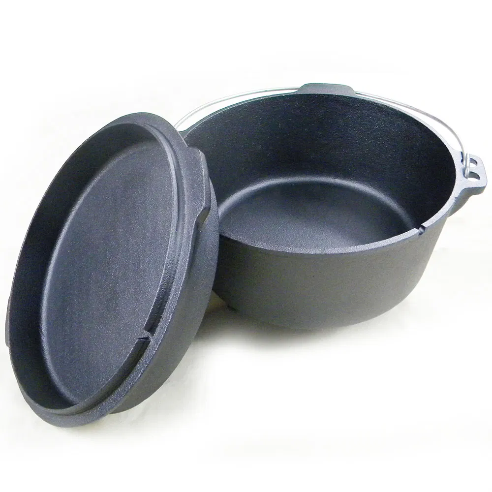 Чугунный кемпинговый котелок Dutch Oven с покрытием