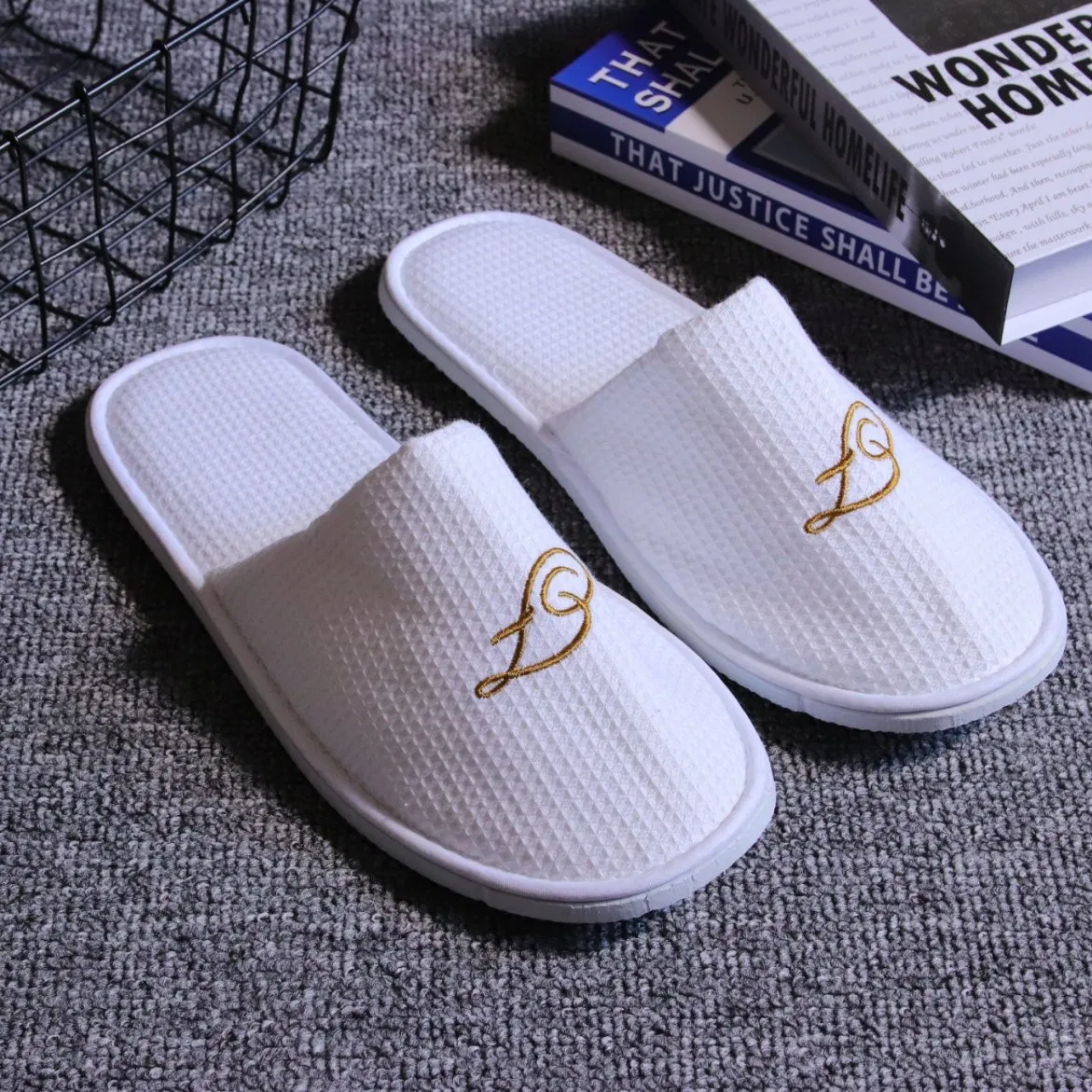 Hotel Environmentally Friendly EVA Sole Waffle Fabric Disposable Slipper Non-Slip Wear-Resistant Can Be Used for Hotel Travel Resort SPA.