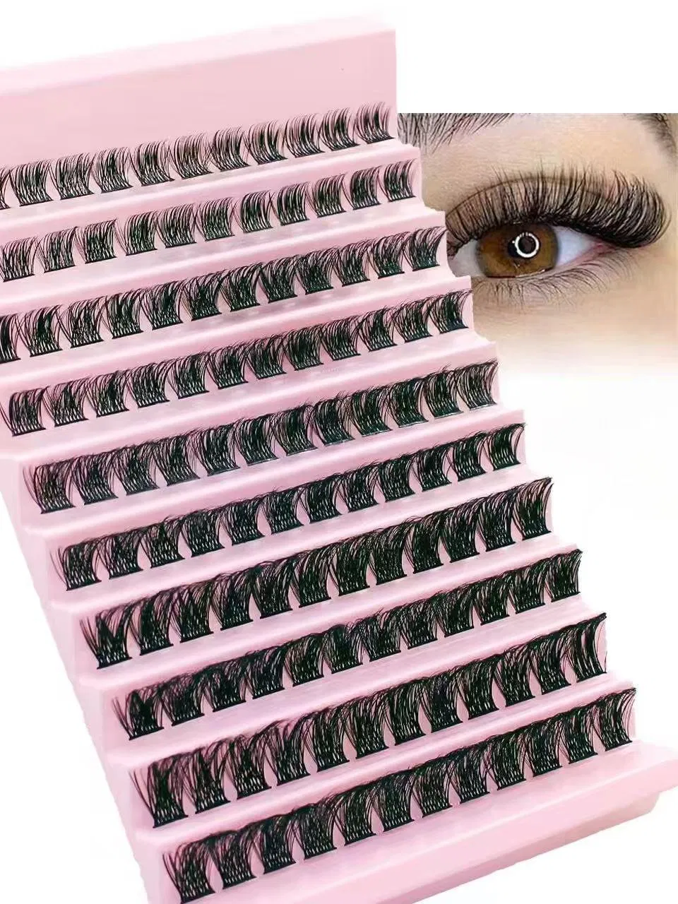 Large Capacity 100 Paira Soft Natural Women's Fox Lazy Sun Flower Eye Glue-Free Cross Border False Book Eyelash Sets