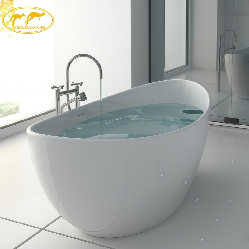 Luxury Freestanding Stone Resin Bathtub Matte White Oval Bathtub BS-8633A