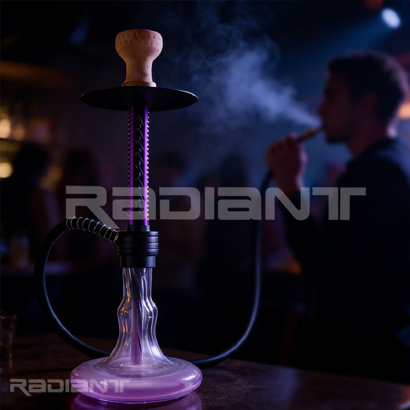 Arabic Style Hookah Colorful Hollowed out Large Single-Tube Aluminum Alloy Glass Hookah