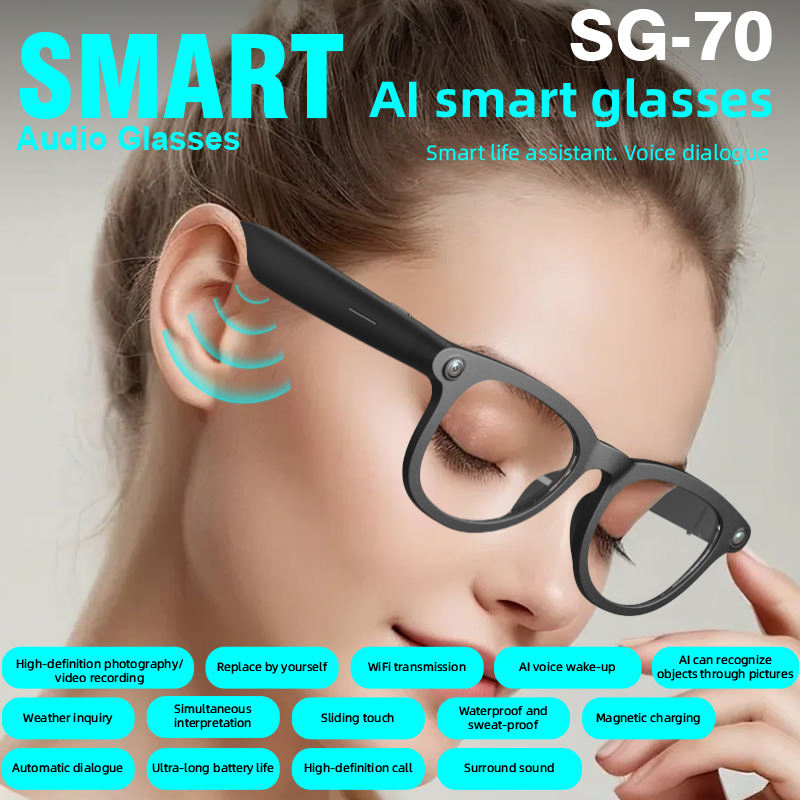 Ai Smart Glasses Support Wireless Calling Music Playback Camera for Outdoor Sports Smart Glasses