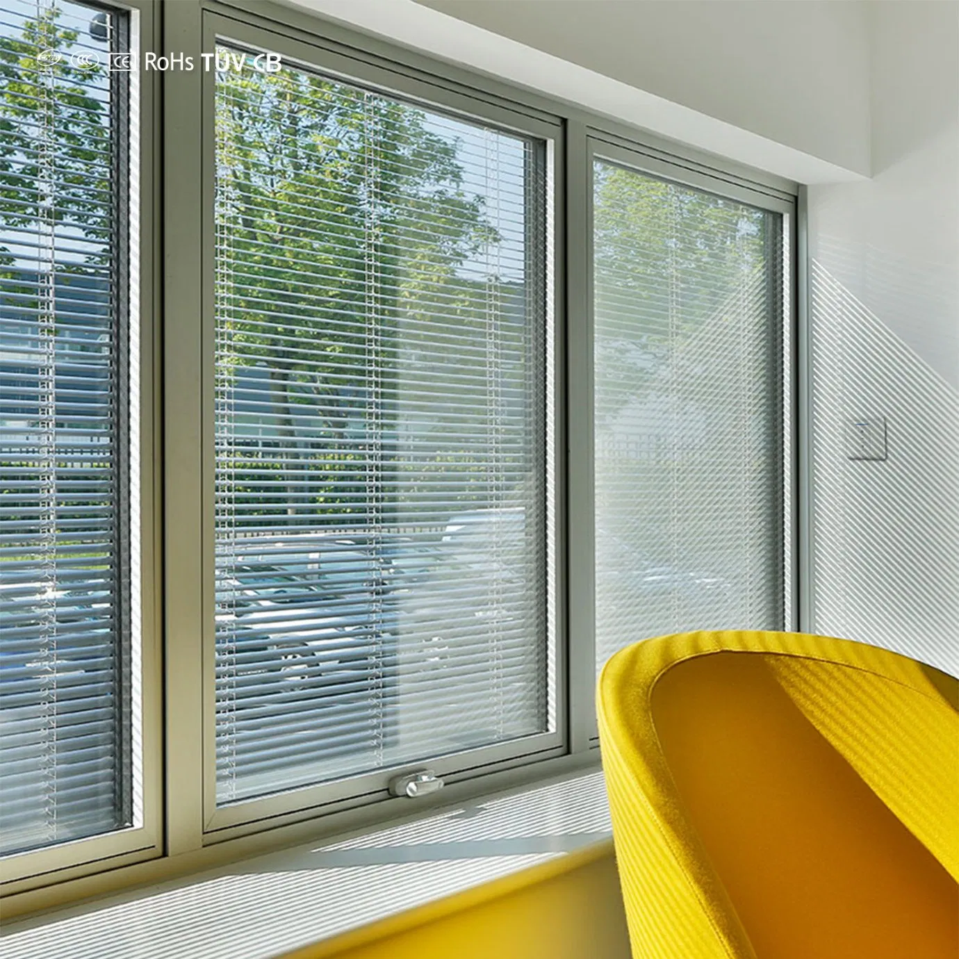 New Products Narrow Side Sliding Window with Drying Rack Built-in Electric Blinds Aluminum Glass Sliding Windows