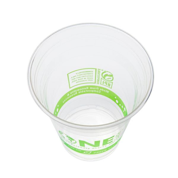 Take Away Disposable Plastic 11oz Cups with Logo Lids Straw PLA Cup Cold Drinking/Coffee/Milk/Tea Cup