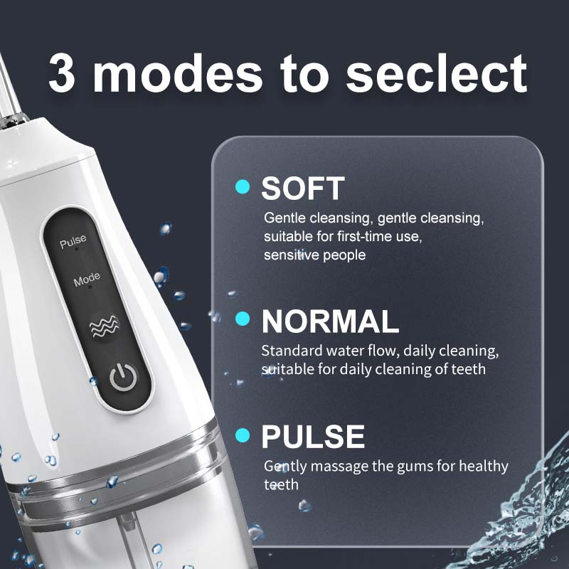 ABS Rechargeable Oral Irrigator: 3-Speed Waterproof Flosser with 4 Nozzles