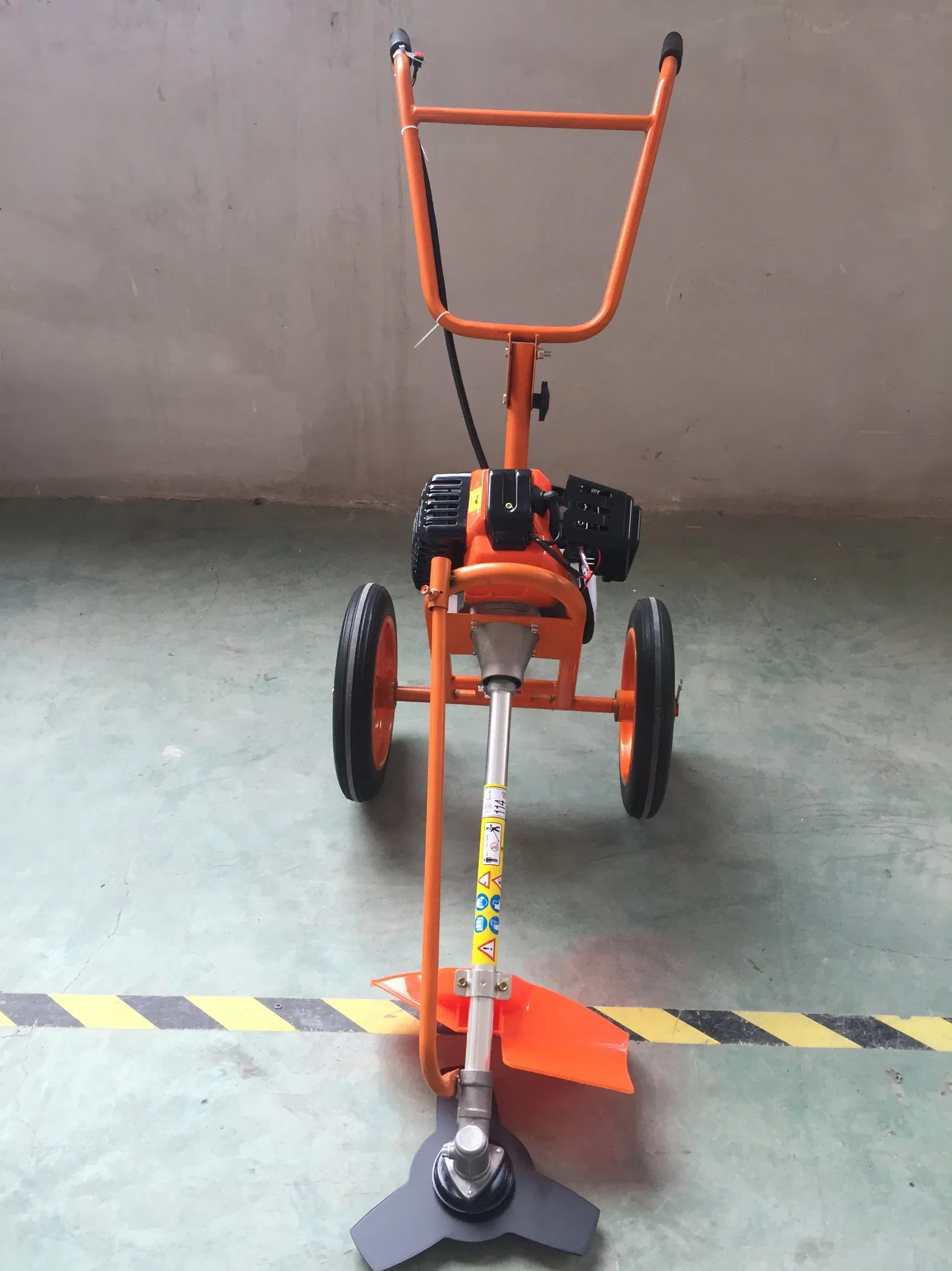 Handpush Lawn Mower 2-Stroke Brush Cutter with Wheels