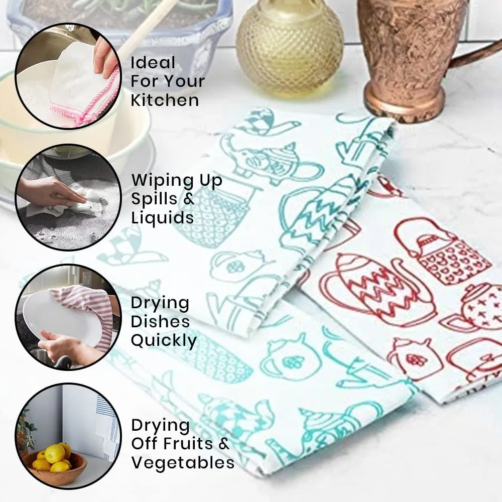 Organic Recycle Cotton Tea Towel Silkscreen Printed Customized Logo Tea Towel Made of 100% Cotton Kitchen Tea Towel