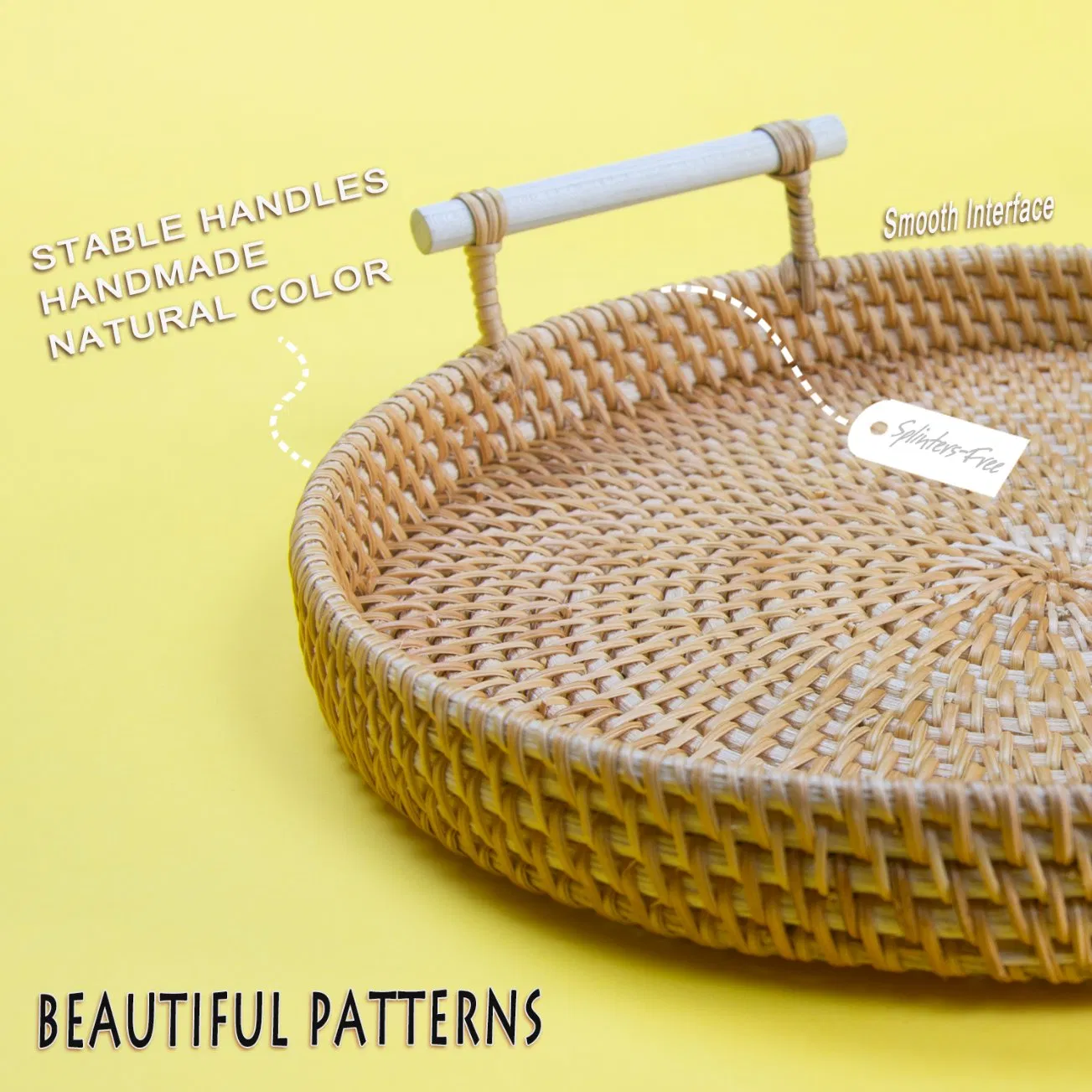 Round Tray Basket with Handles for Cracker Dinner Parties Coffee Table