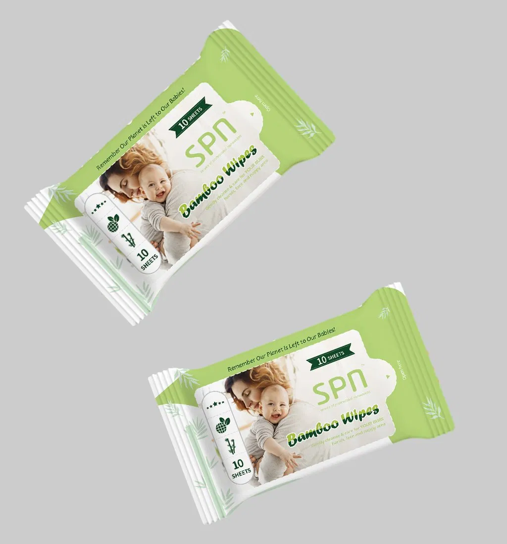 Spn Private Label Biodegradable Wet Tissue Baby Wet Wipe Baby Care Items Cleaning Hand Lip Mouth Disposable Flushable Products Cloth OEM ODM Water Baby Tissue