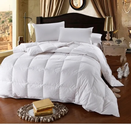 Luxury Hotel Home Soft Warm Cotton Fabric White Goose Feather Down Quilt Blanket