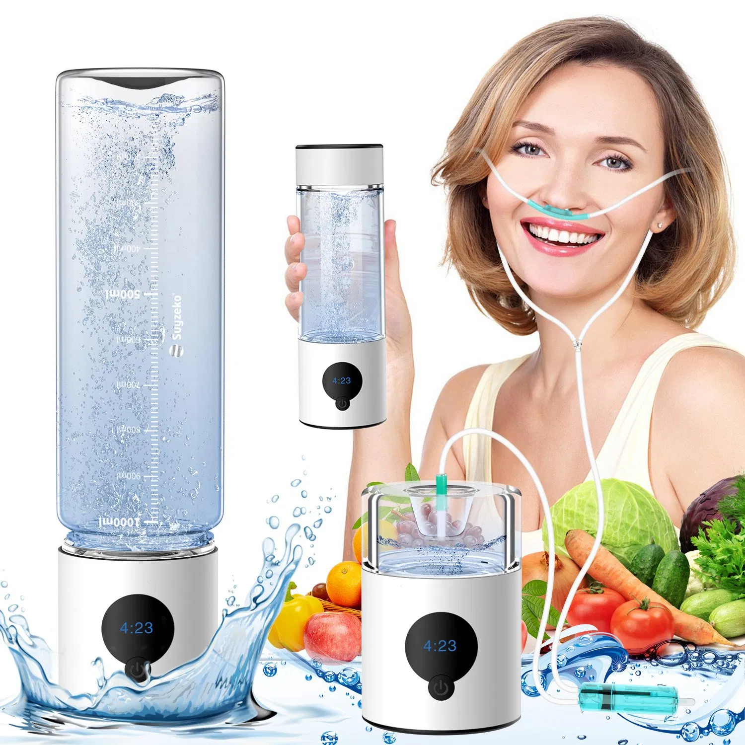 Suyzeko OEM 390ml USB Rechargeable Spe Pem Technology Hydrogen Water Generator Hydrogen Rich Water Bottle