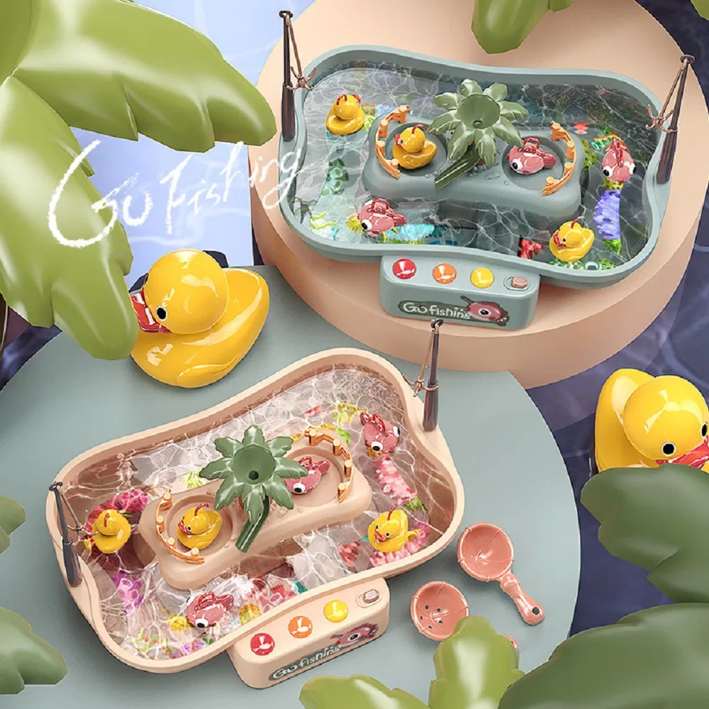 Toys Kingsland Children Magnetic Fishing Toy Music Electric Circulation Fishing Duck Fishing Platform Water Play Game Toys for Kids Gift Esg17653