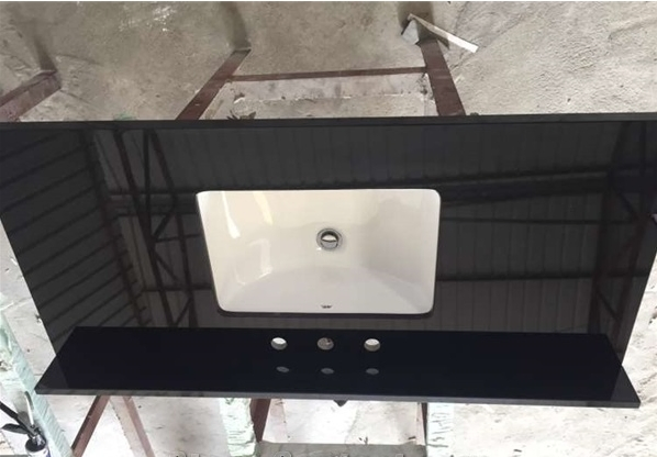Shanxi Black Granite Slabs for Basin Bathroom Vanity Tops with Backsplash