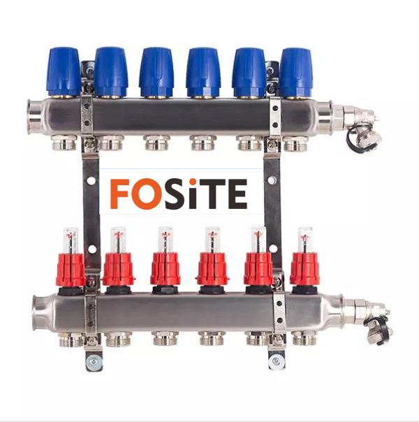 Long Flow Meter Brass Water Manifold with for Underfloor Heating Manifold