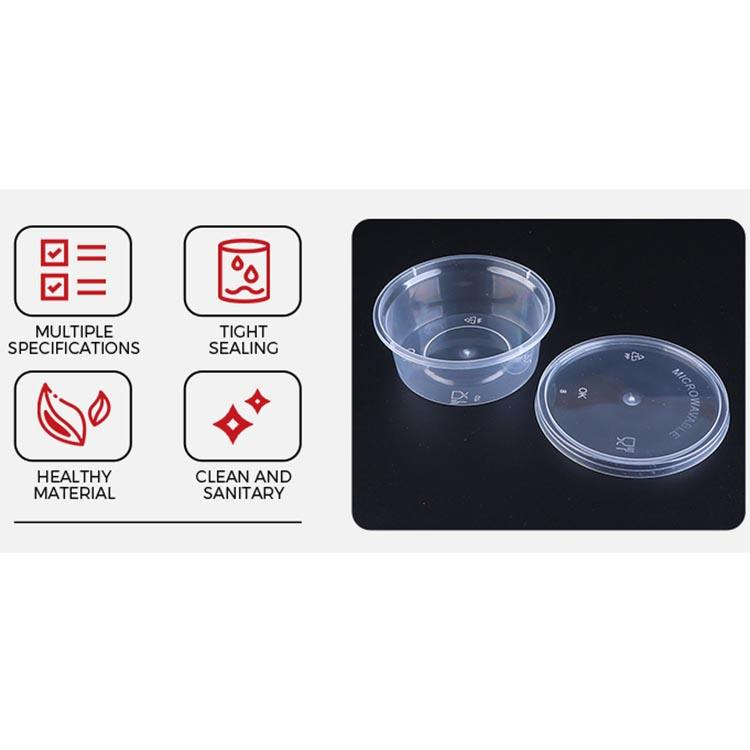 Disposable Plastic PP Mini Round Takeout Sauce Cups with Lids for Restaurant