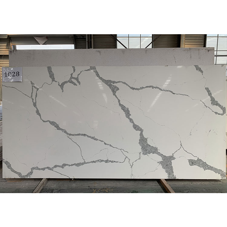 Vanity Top Countertops with Black Veins White Marble Artificial Stone Slabs Quartz Slab
