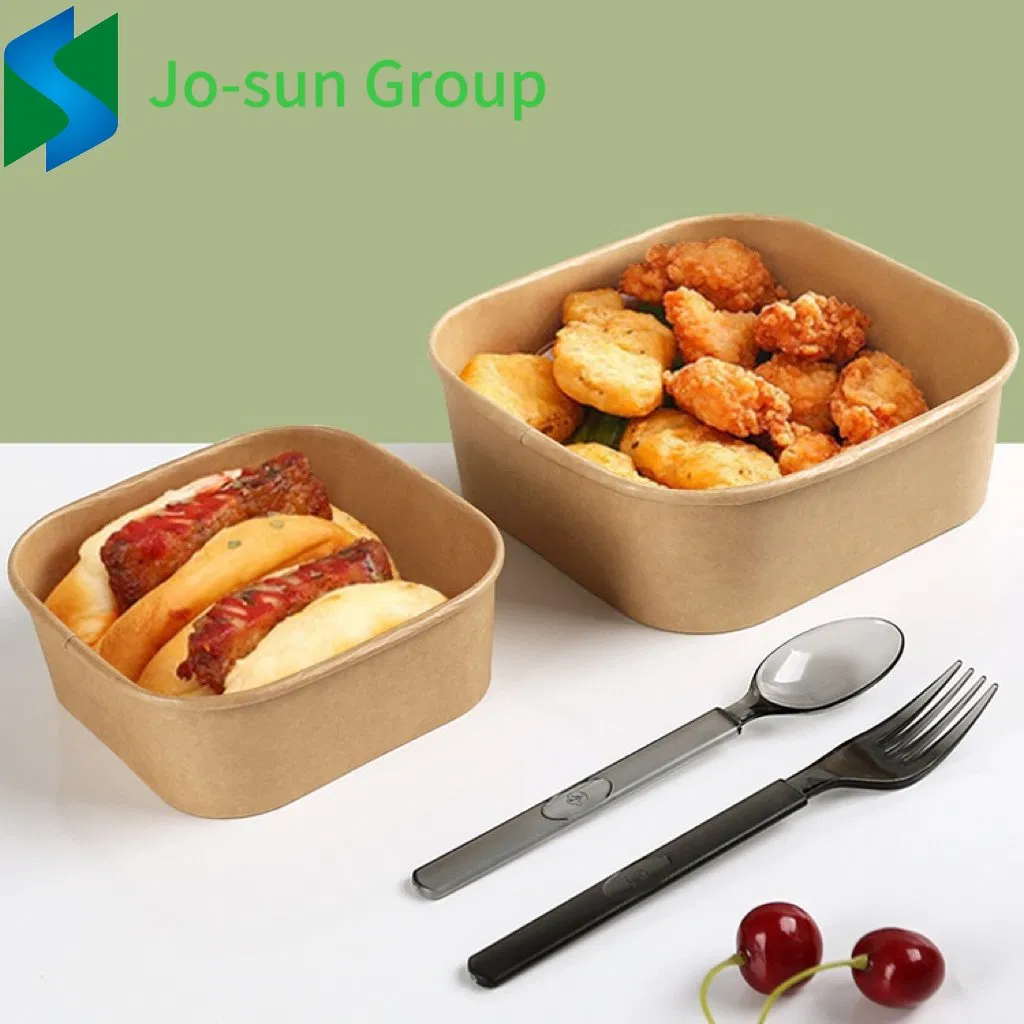 New Design Factory Outlet Biodegradable Take Away Square Paper Fruit Salad Bowls with Lids