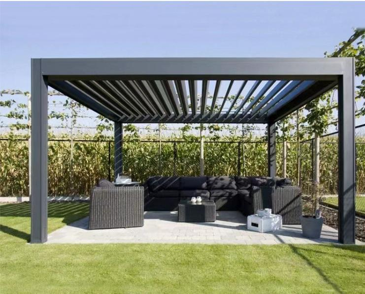 Sturdy Aluminum Pergola with UV-Resistant Fabric Canopy for Sun-Safe Outdoor Gatherings