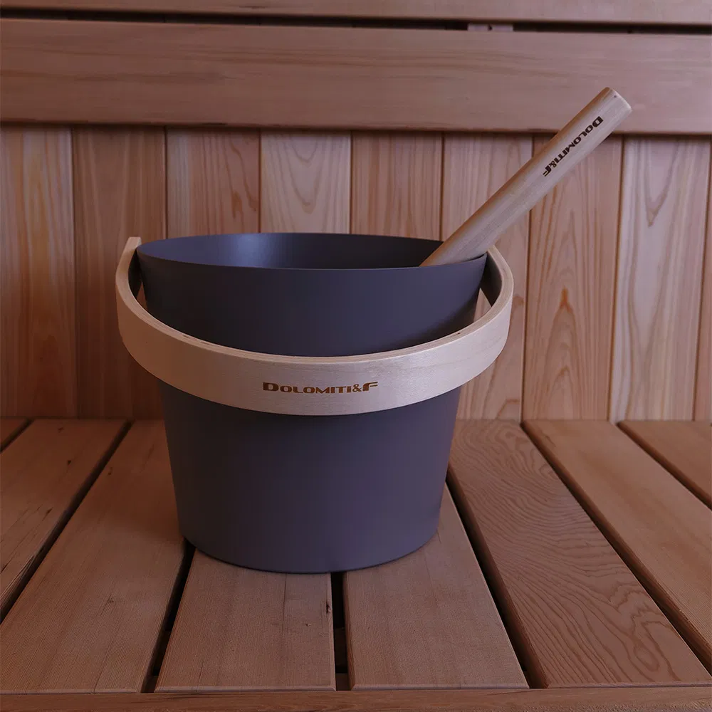 4-in-1 Sauna Tool Set Bucket Ladle Temp-Humidity Gauge & Sand Timer