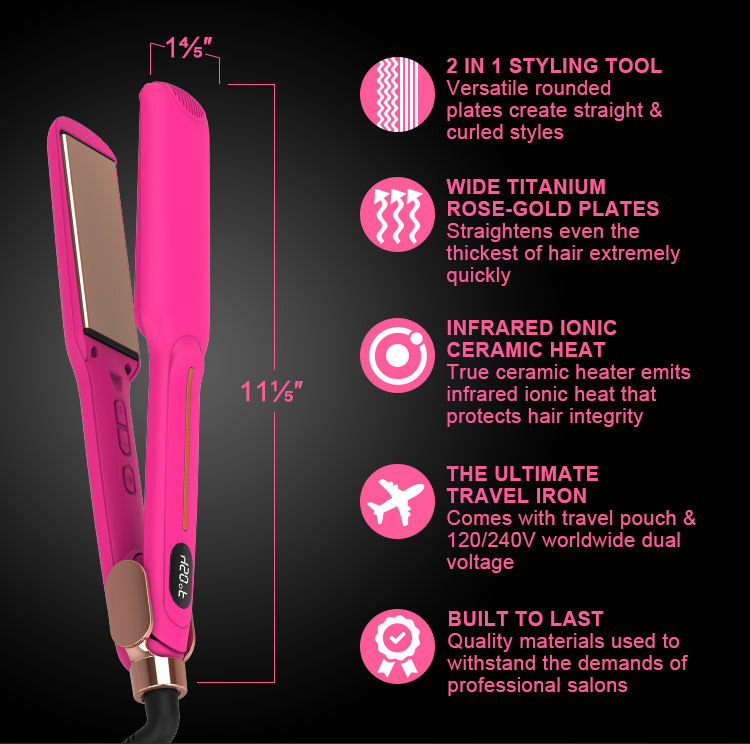 Titanium Infrared Mch Hair Irons Plancha De Cabello Diana Wide Plate Flat Iron Professional Wholesale Portable Hair Straightener