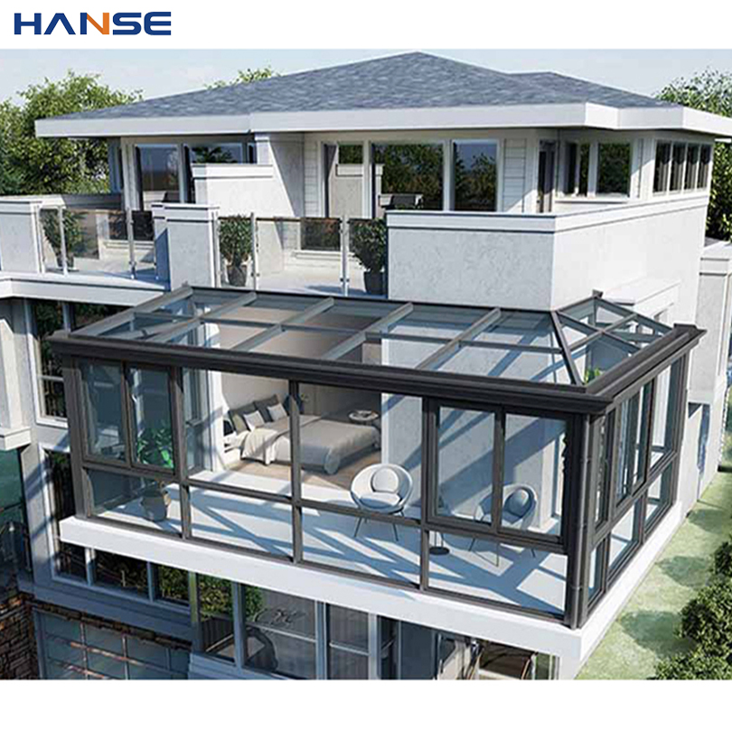 Freestanding Insulated Waterproof Tempered Glass House Aluminum Gable Sunroom for Veranda Backyard