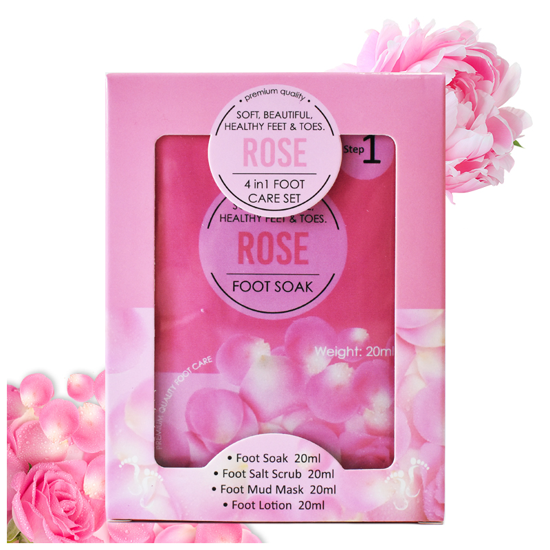 Wholesale Skin Care Set Rose Pedicure Peeling off Moisturizing Exfoliating Foot Soak Salt Feet Scrub