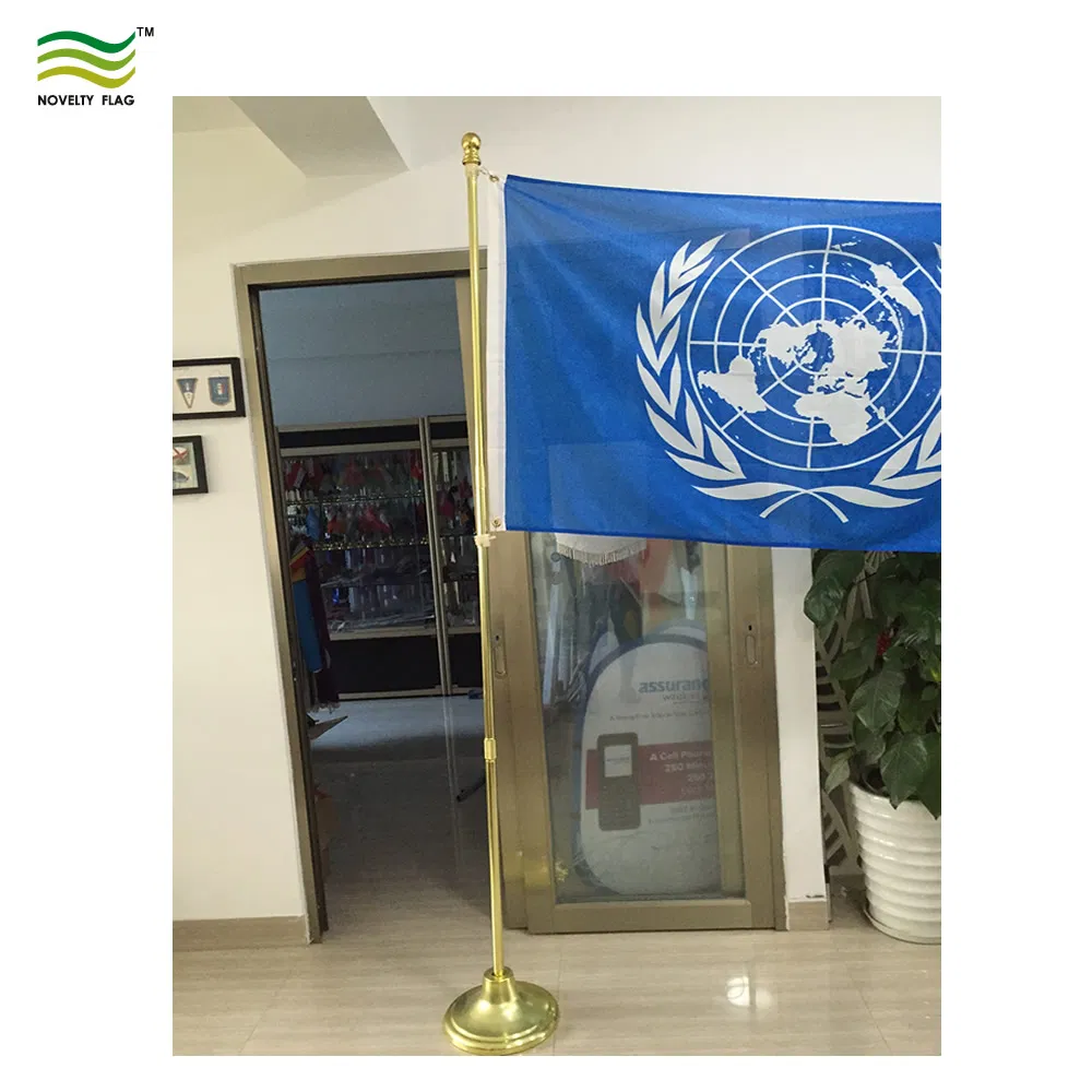 Indoor 235cm High Aluminum Golden Silver Office Telescopic Flagpole