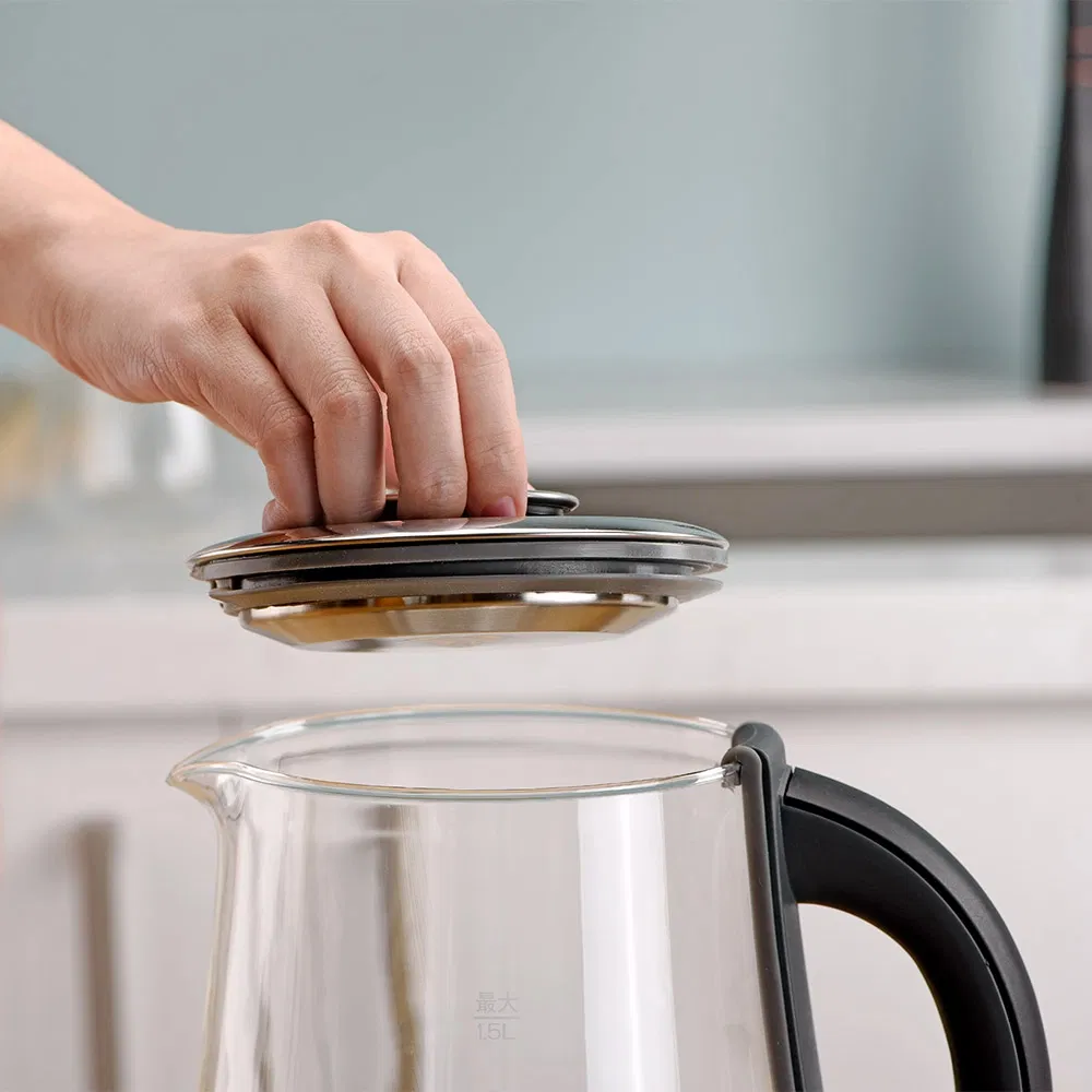 1.5L Household Health and Wellness Insulation Teapot Stainless Steel Spout Transparent Glass Electric Kettle