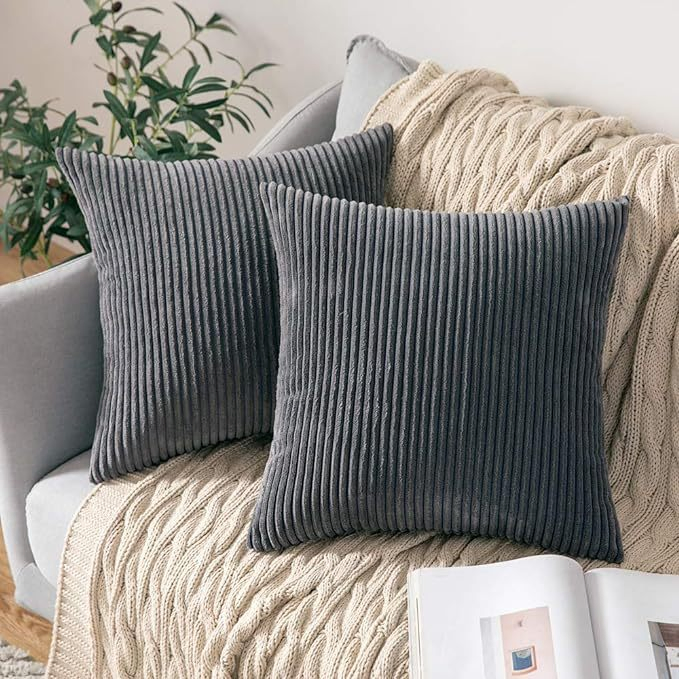Soft Striped Corduroy Velvet Pillowcase Square Decorative Throw Cushion Cover Couch Bedroom Home Use Decorative Cushion Covers