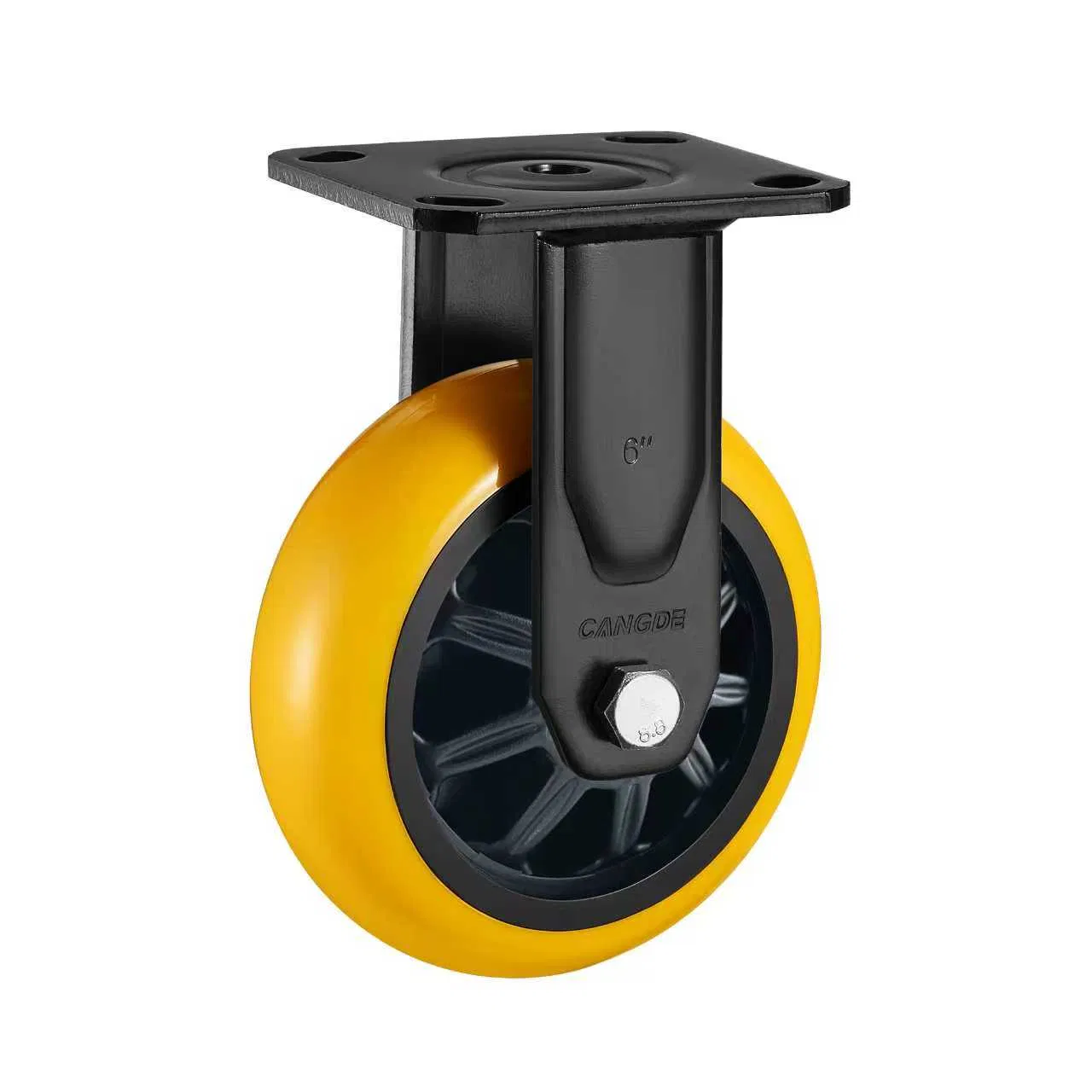 Yellow Polyurethane Casters Heavy Load Capacity 4", 5", 6", 8" Sizes