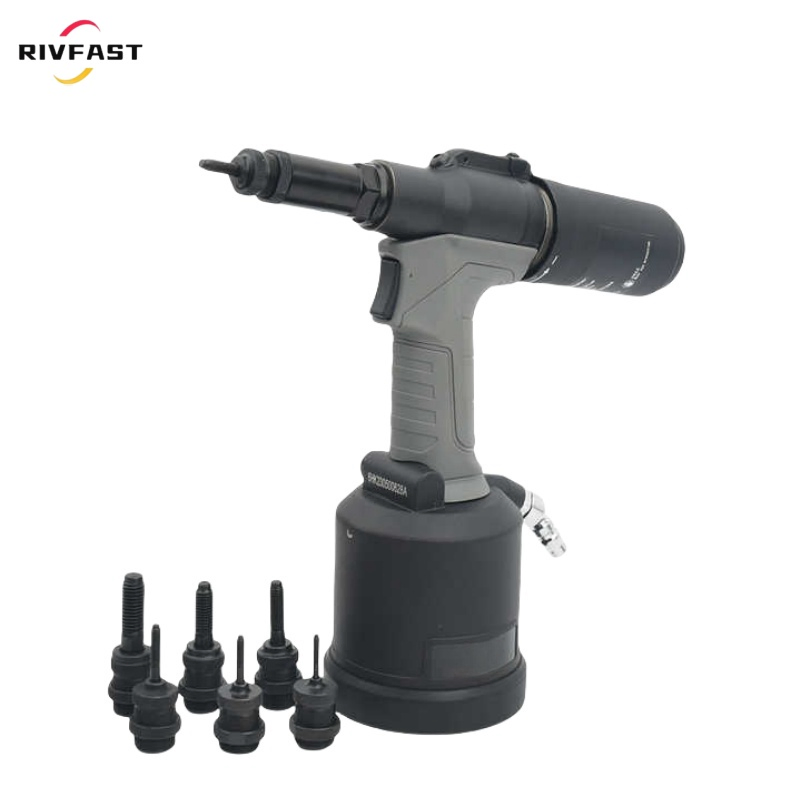 Heavy Duty Air Hydraulic Rivet Nut Tool, Pneumatic Riveter Automatic Rivet Nut Gun Tool Setting Kit Come with M3-M12 Nosepieces