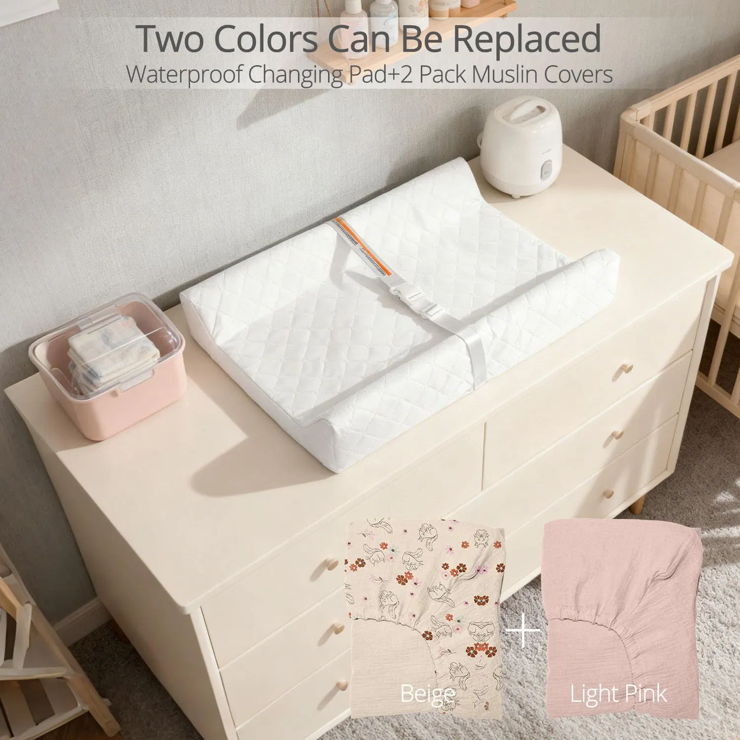 Soft Cotton Muslin Baby Changing Pad Covers with Waterproof Foam Liner