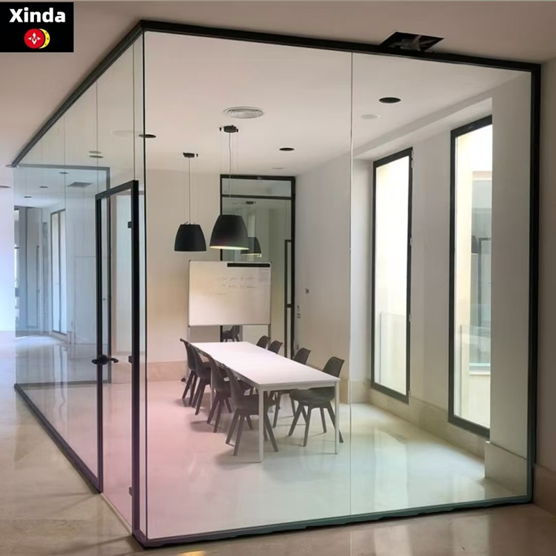 Soundproof Glass Partition Wall - Aluminum Frame Office Divider