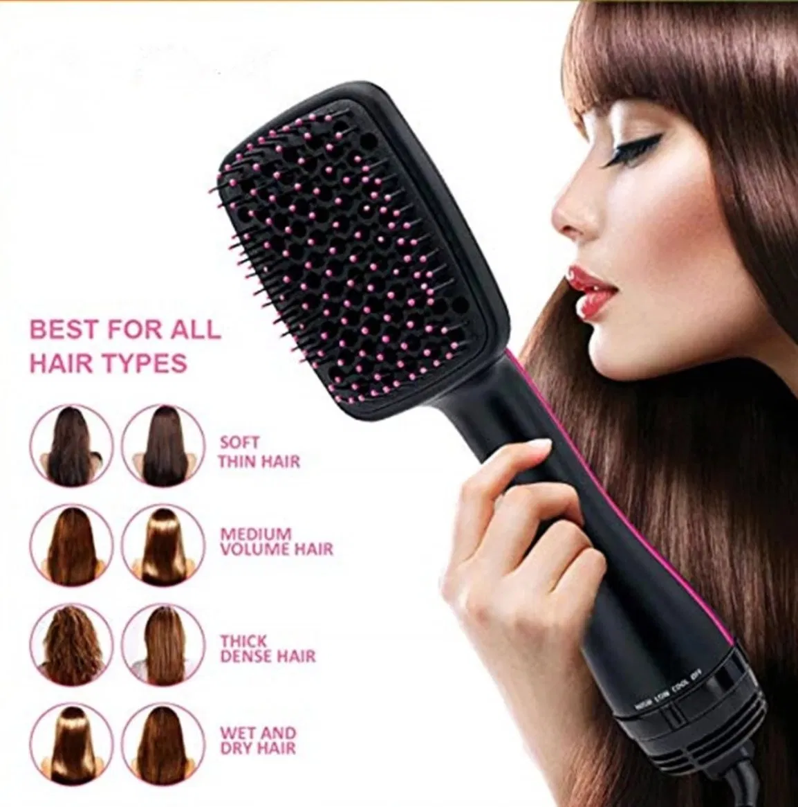 Professional 1000W Hair Dryer Brush Ionic Blower Comb Hot Air Brush Blow Dryer Hair Straightener