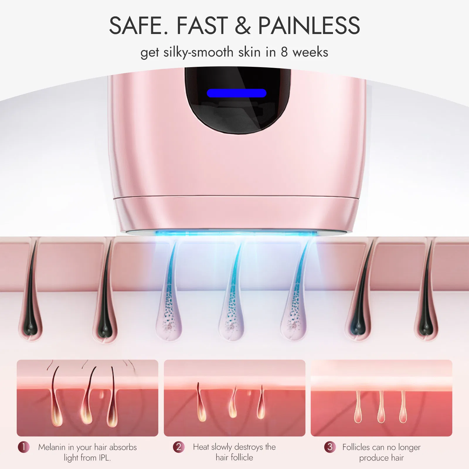 High Quality Home Use Handheld IPL Epilator for Women Freezing Point Painless Permanent Hair Removal Device for Body and Face