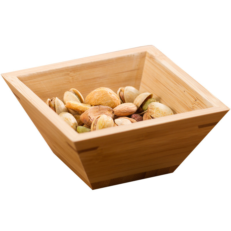 Square Bamboo Salad Bowl Snack Bowl Bamboo Bowl