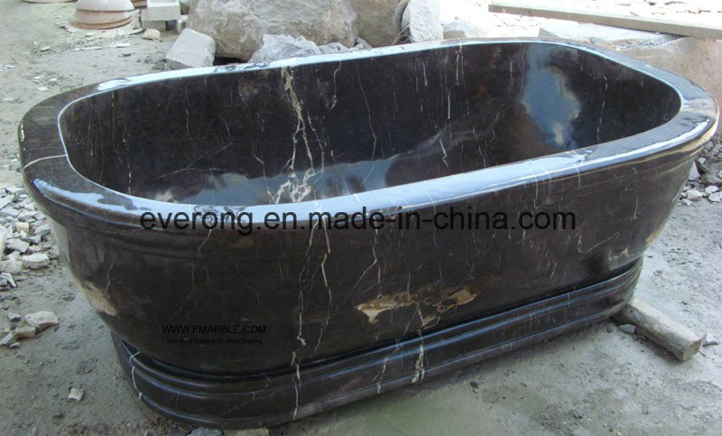 Cheap Natural Black Stone Egg-Shape Design Freestanding Bathtub for Indoor Decoration