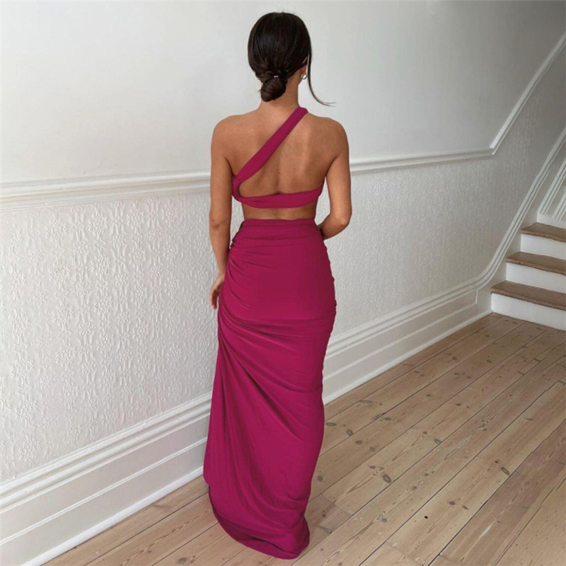 Комплект женский топ с открытой спиной и юбка с разрезом