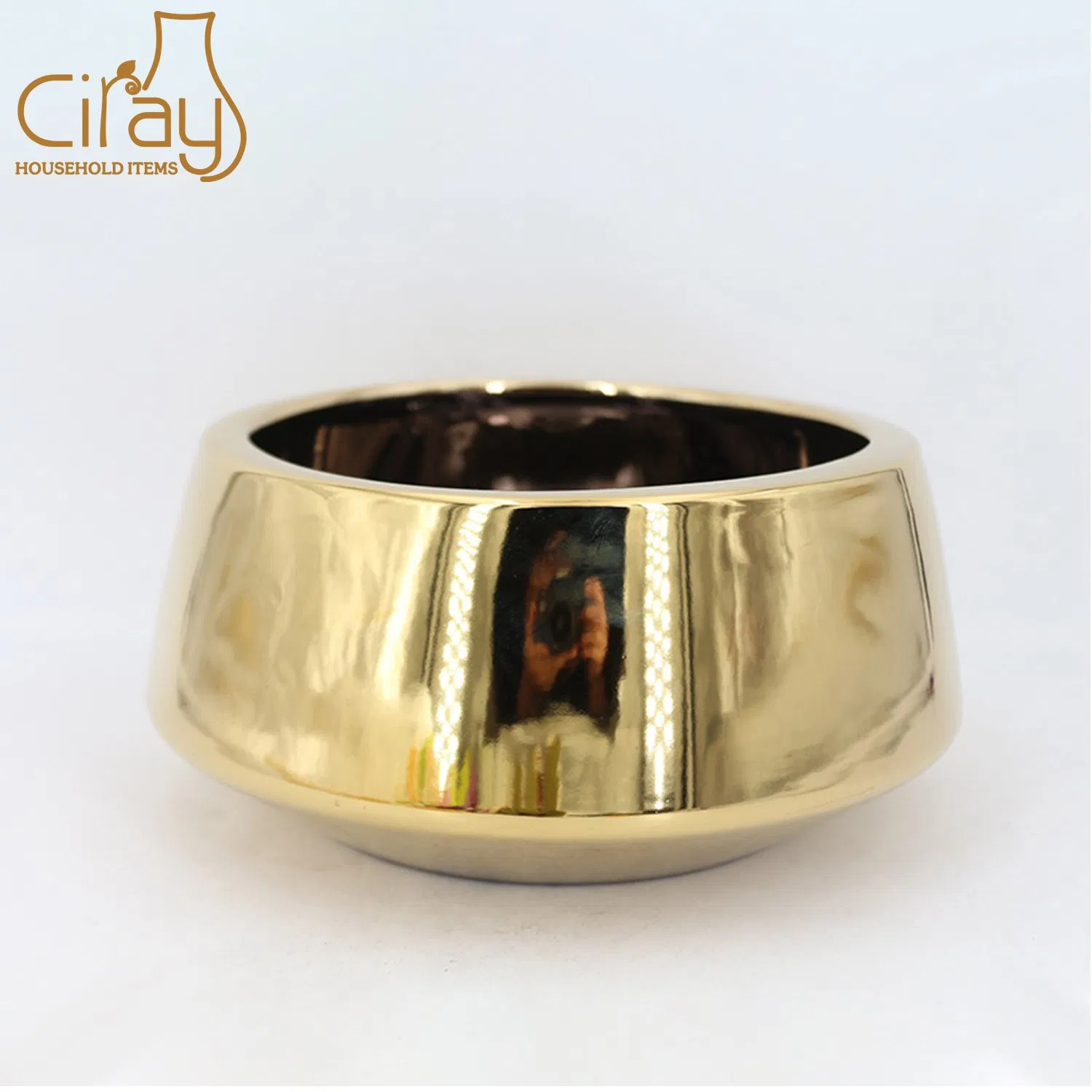 7 Inch Gold Small Top Ceramic Container Ceramic Vase for Dried Flower