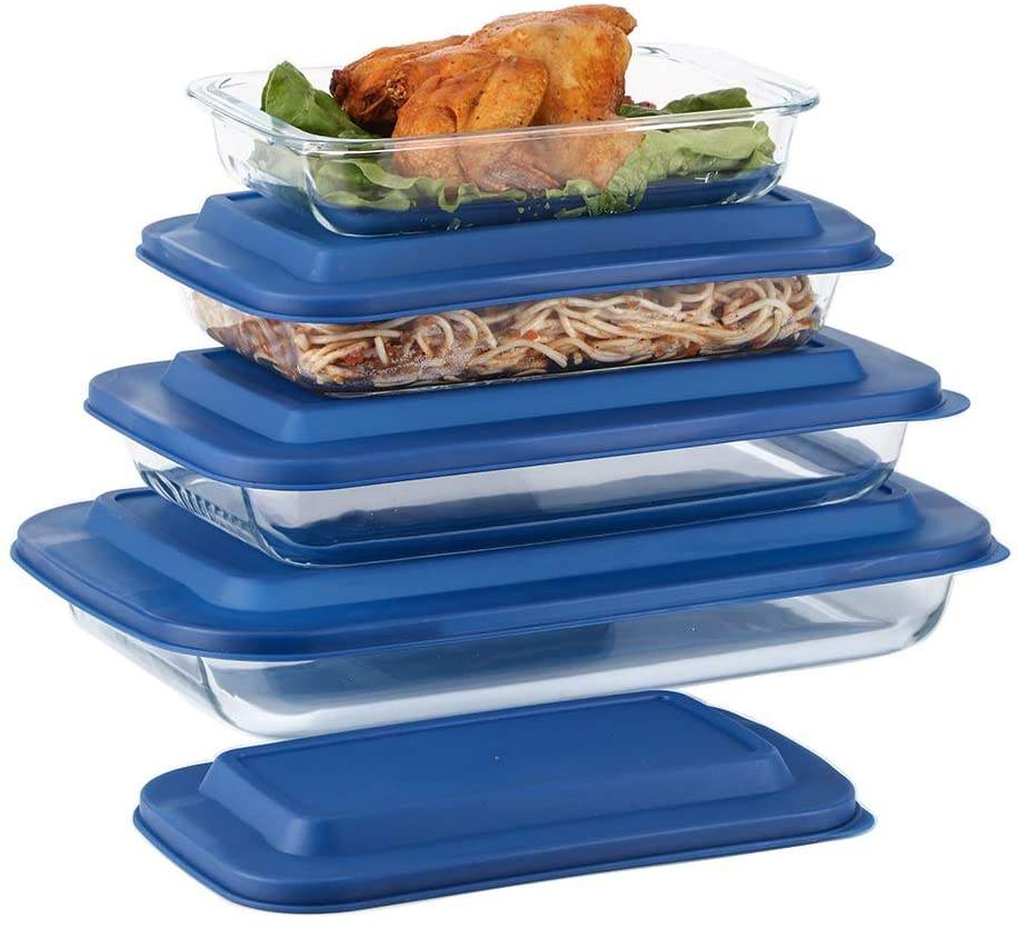 Freezer Microwave Oven and Dishwasher Safe Rectangular Glass Baking Tray with Lid