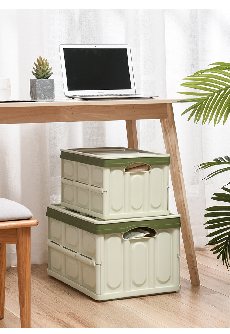 Durable Plastic Folding Utility Crates Solid Wall Stackable Camp Container
