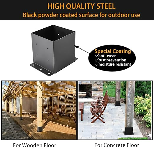 Steel Fence Post Anchor for Deck Porch Railing Fence Pergola Support