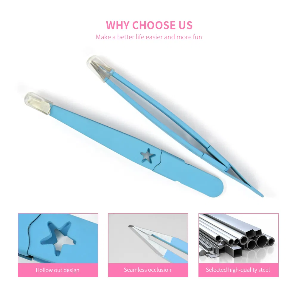 Slanted Tip Lash Eyebrow Hair Tweezers Stainless Steel Squared Tweezer for Eyelash Extensions