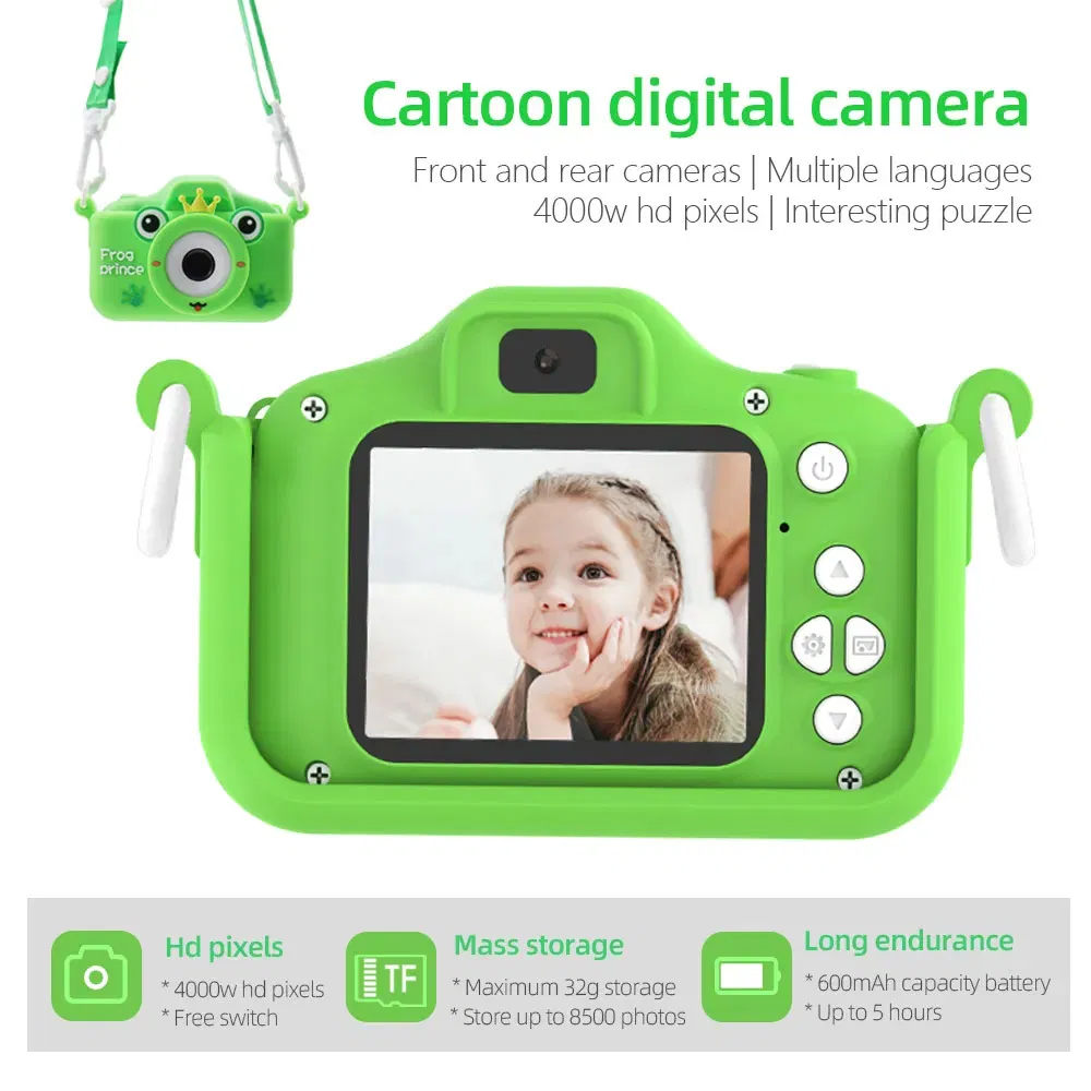 Fun Frog-Themed Digital Camera for Kids' Learning Adventures Educational Cartoon Camera for Children with Frog Design