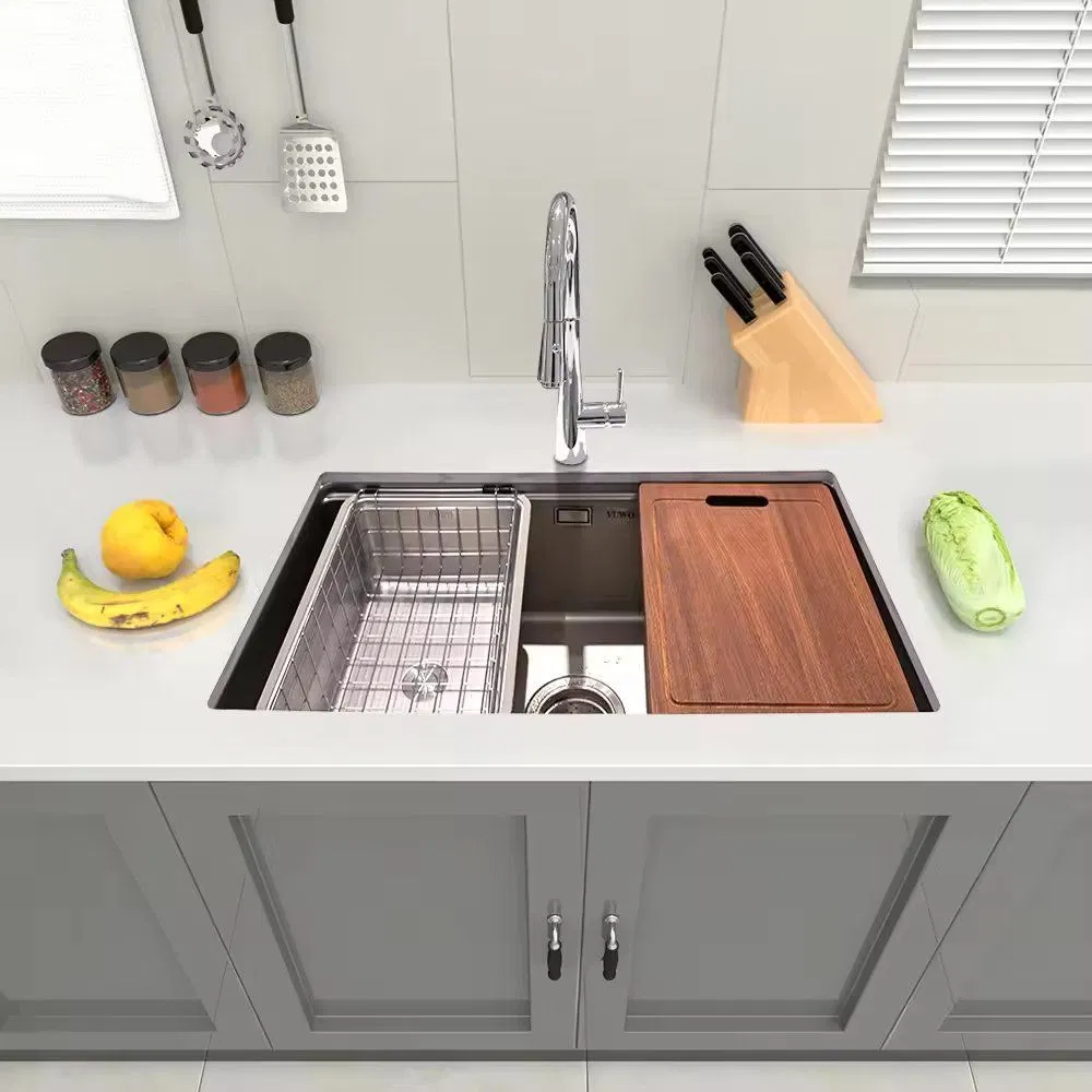 Luxury High Tech Stainless Steel Kitchen Sink 304 Commercial Grade Undermount Single Bowl Kitchen Sink 8045