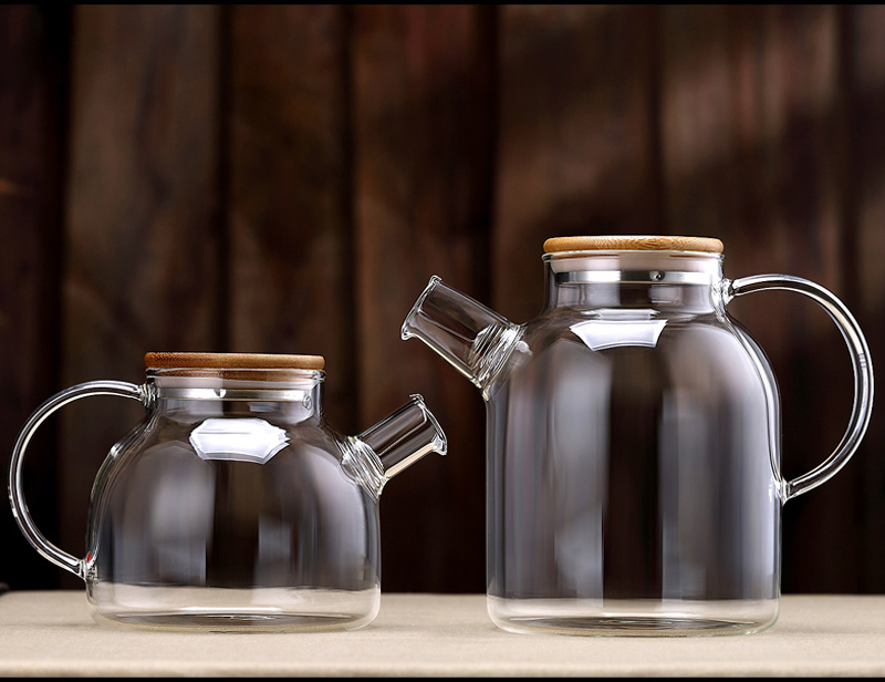 High Borosilicate Heat-Resistant Glass Tea Carafe Water Carafe Pot Kettle with Glass Cover Lid