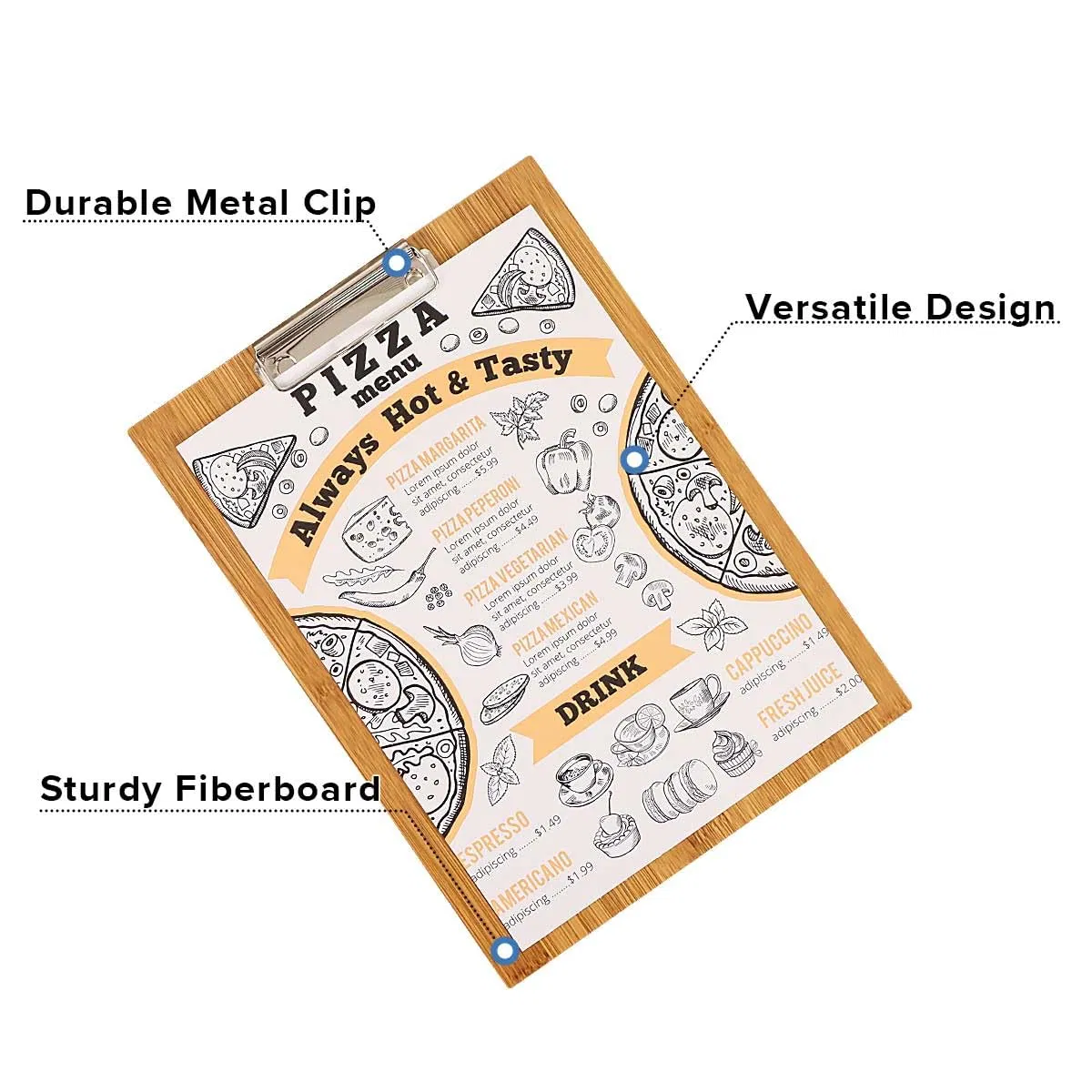 Customized Logo Wood Menu Clipboard for Restaurant Advertising Menu Display Board Holder