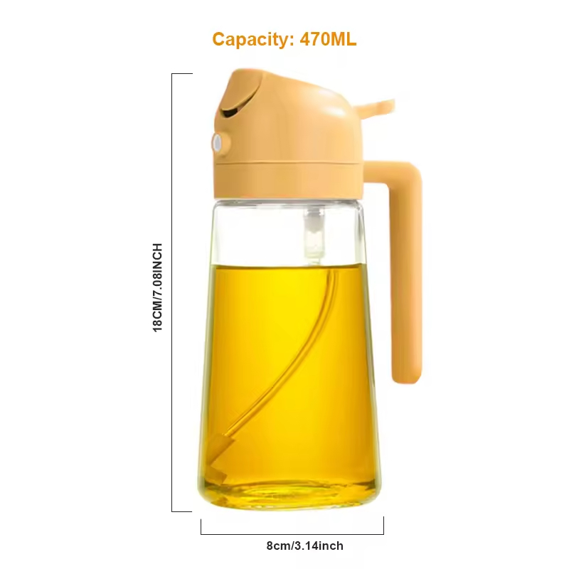 Glass Oil Spray Bottle Spray Dual-Purpose Integrated Oil Pot Kitchen Household Sauce Vinegar Seasoning Bottle Glass