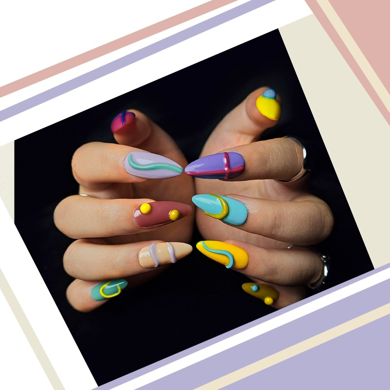 Vibrant 3D Gel Nail Art Kit with Abstract Designs for Creative Manicure Styles Wholesale