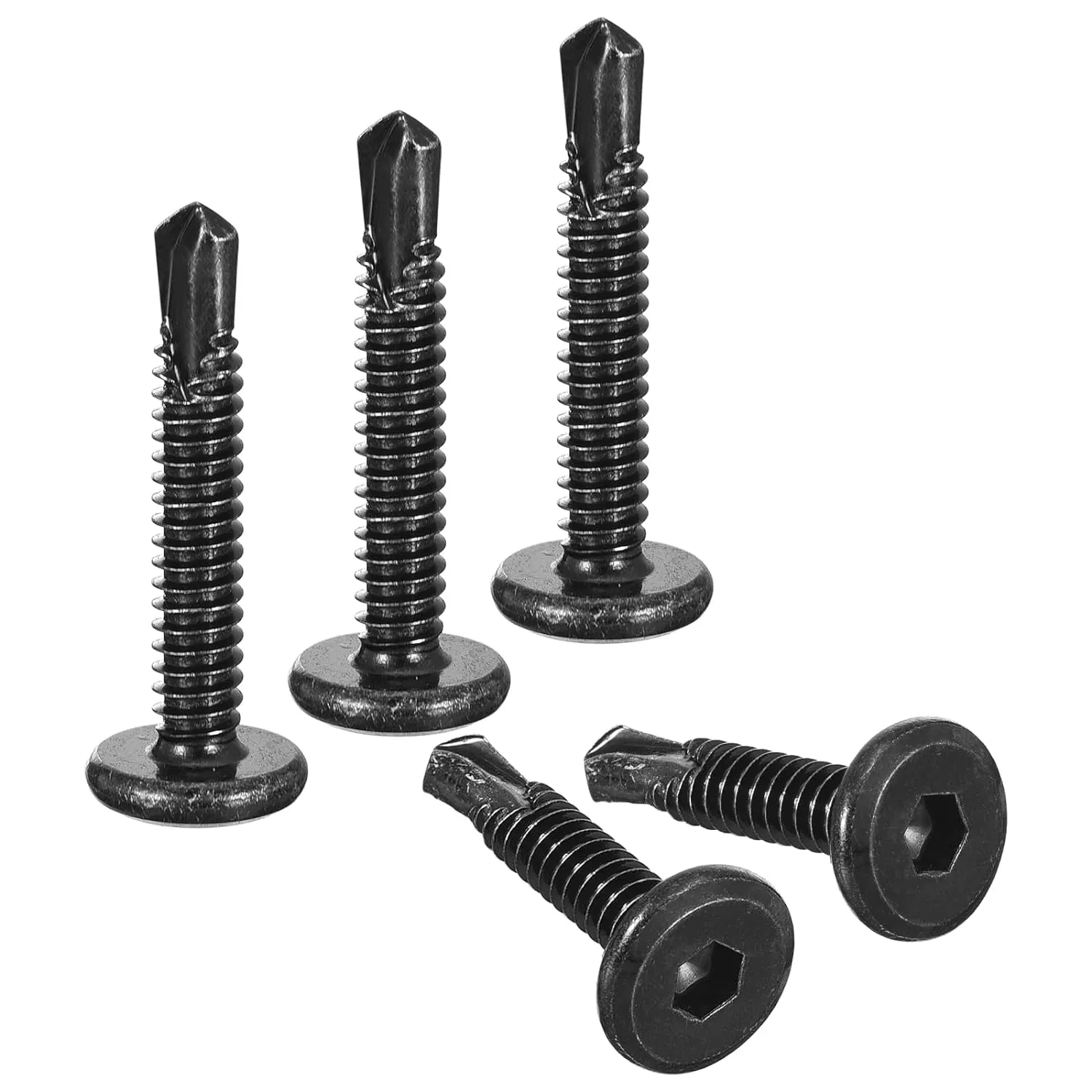 Hongniu Fasteners Uxcell Hex Socket Self Tapping Screws, Stainless Steel Sheet Metal Flat Head Drilling Screw